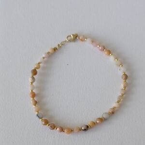 Elegant Beaded Bracelet in   Sandstone Gemstones With Gold Accents